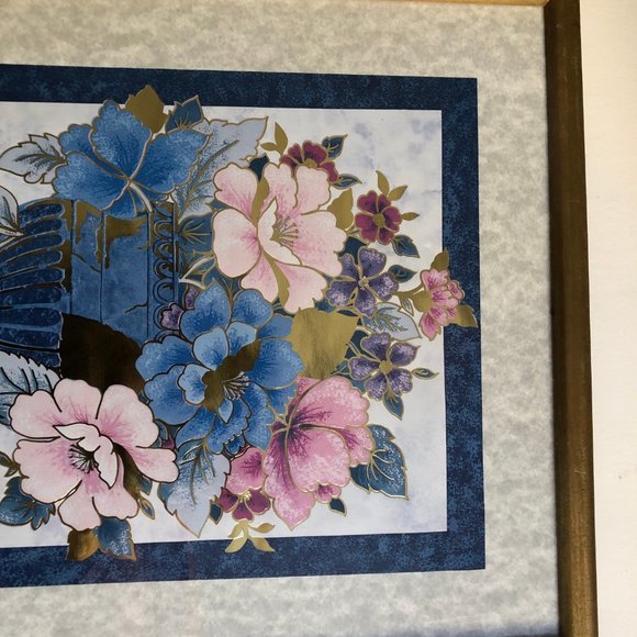 Les Belles Fleurs flowers print framed colorful with gold - Picture 3 of 6